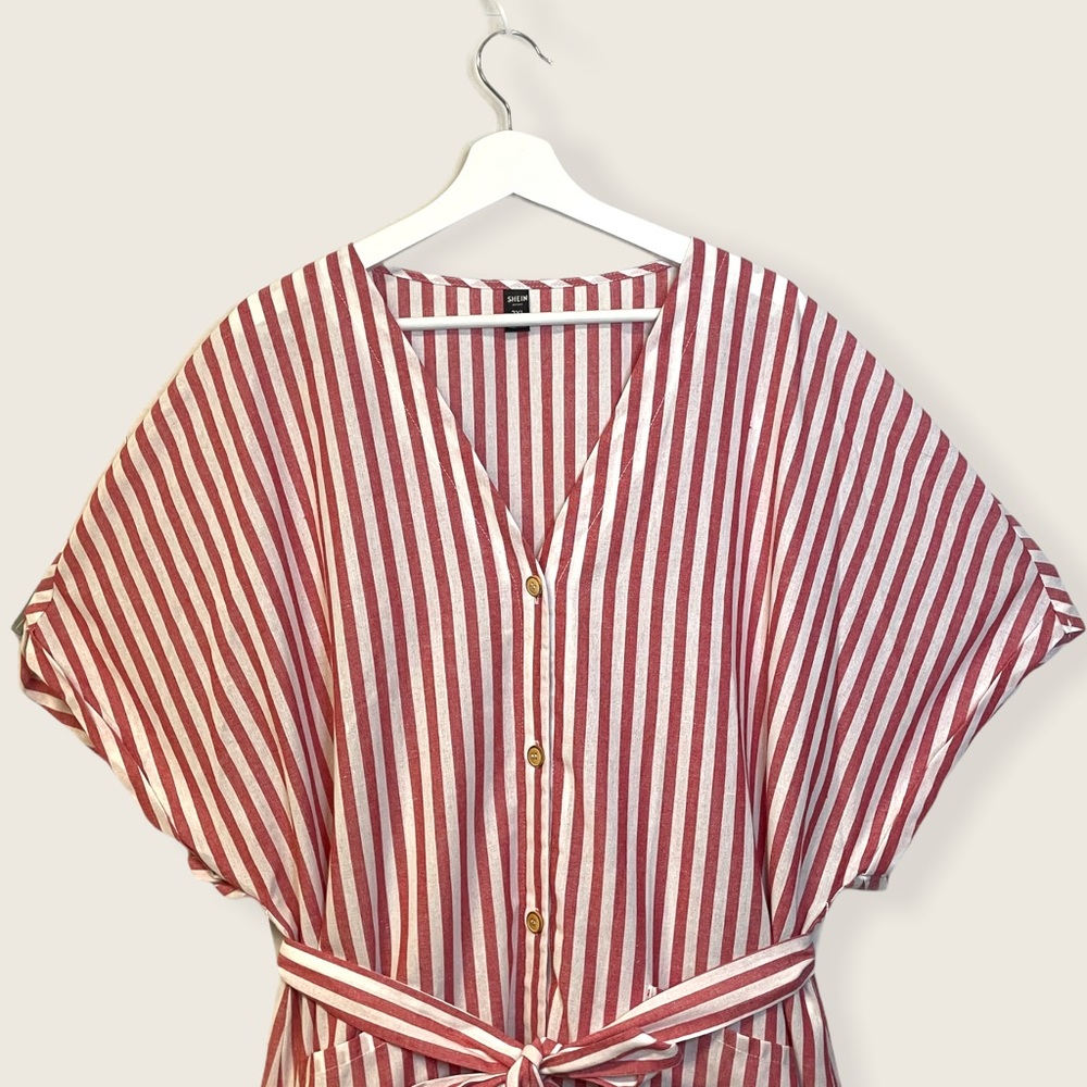 Shein - Striped Button Front Midi Dress - Size 2X - Picture 9 of 9